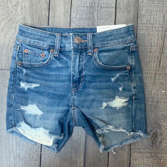 light wash midi shorts